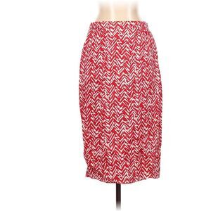 Raul Blanca Red Geometric Print Slit Midi Skirt Size 4 Small